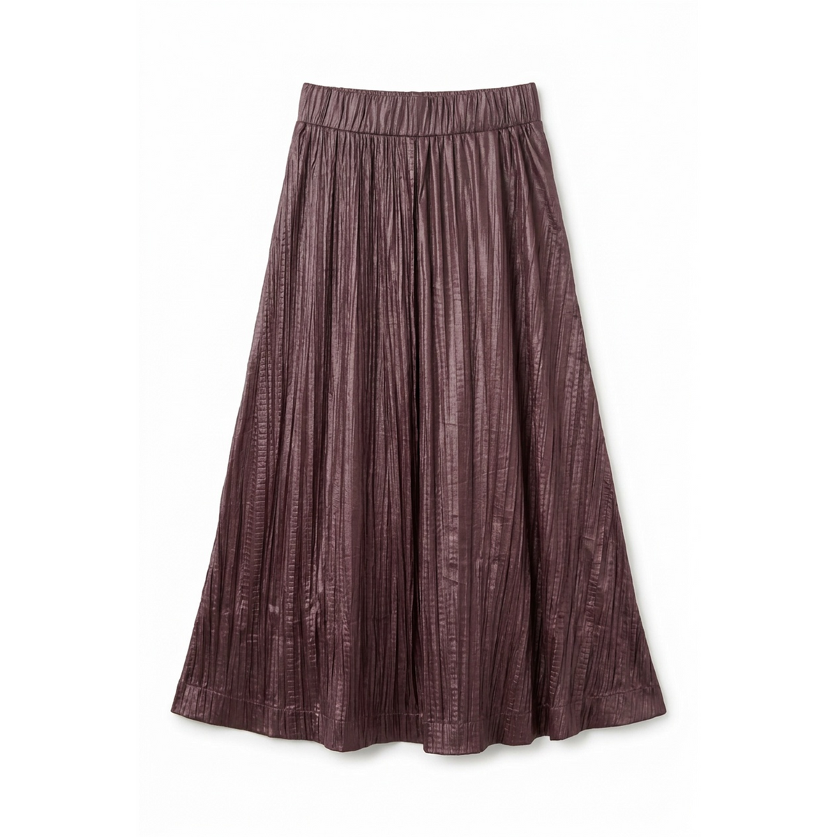 Midi Pleated Leather Skirt in Burgundy by Noni Daily