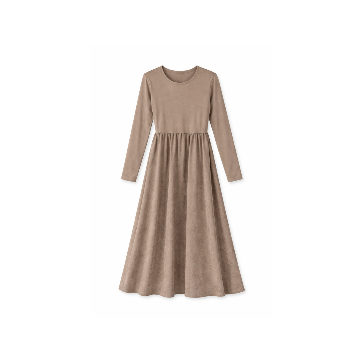 Suede Midi Dress in Taupe by Noni