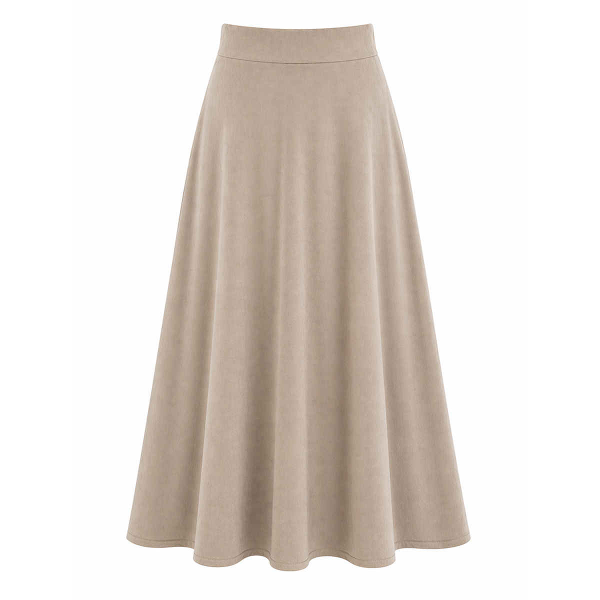 Suede Midi Skirt in Taupe by Noni