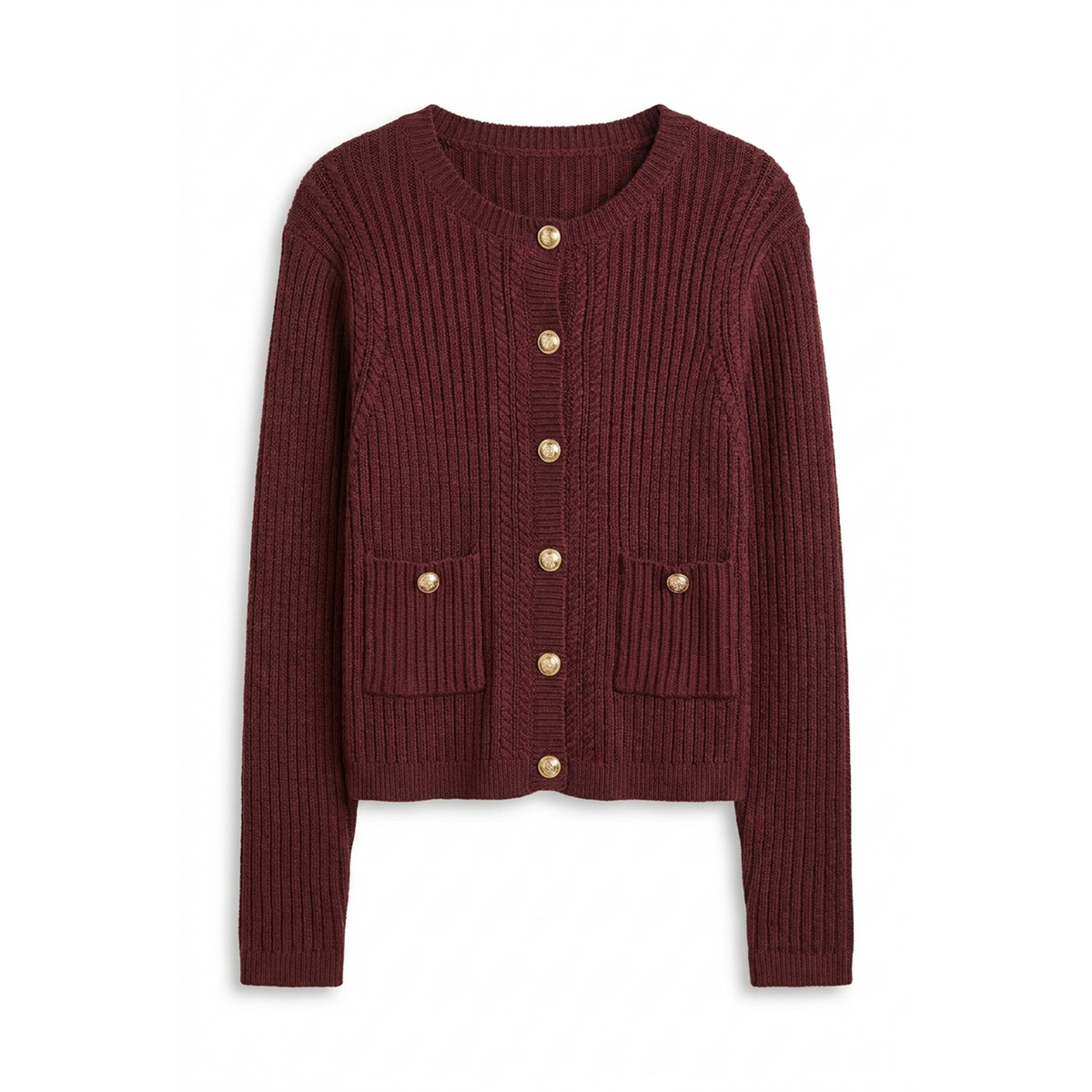 Side Braiding Knit Cardigan in Burgundy by Noni Daily