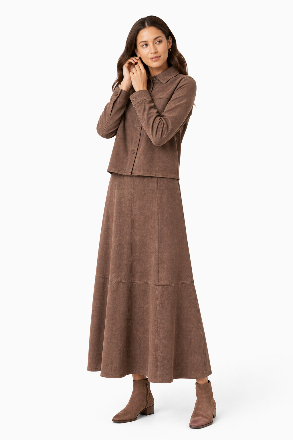 Suede Midi Length Skirt in by Noni