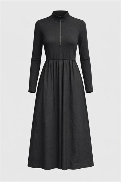 Midi Long Sleeve Dress in Black by Noni Daily