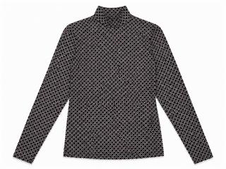 Floral Print Mock Neck Top in Black by Noni
