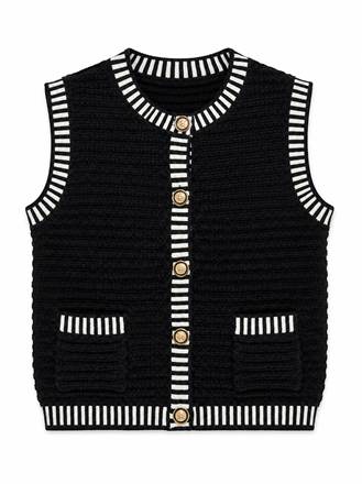Rib Striped Trim Knit Vest