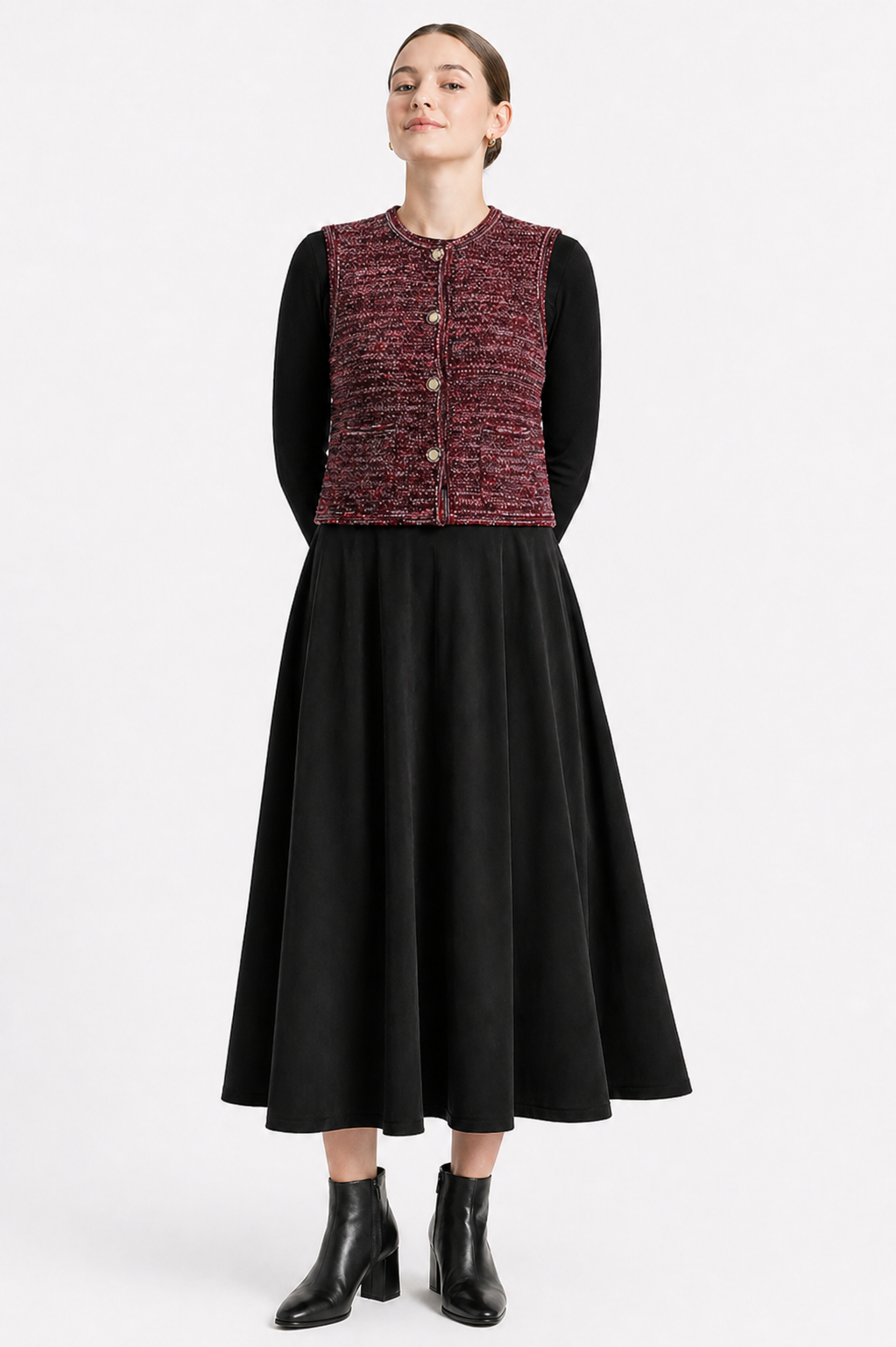 Knit Vest in Burgundy by Noni