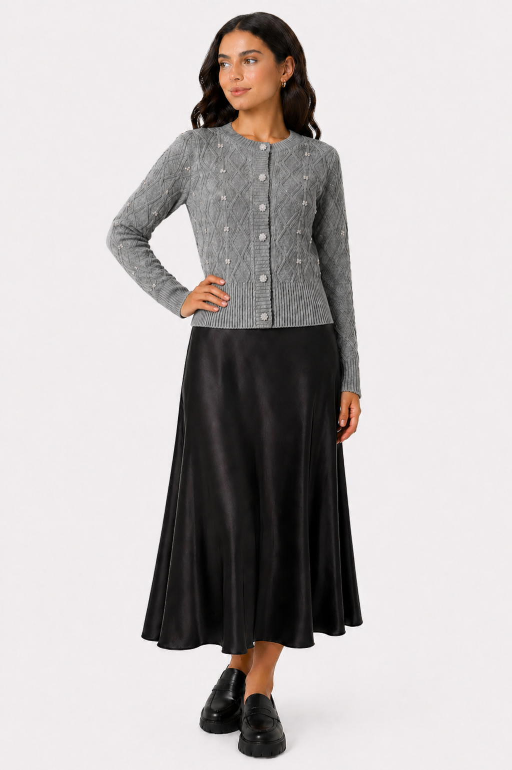 Knit Cardigan With Diamond
