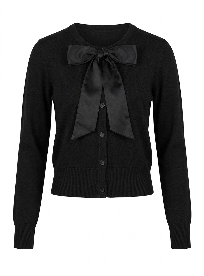 Knit Cardigan With Satin Tie