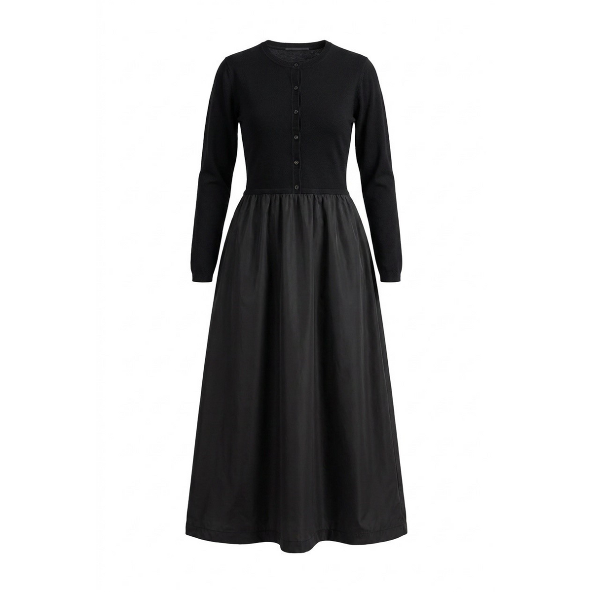 Jersey Knit & Woven Paneled Dress