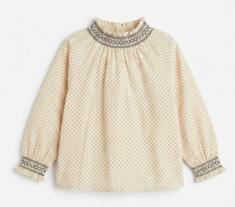 Mini Print Smocked Blouse