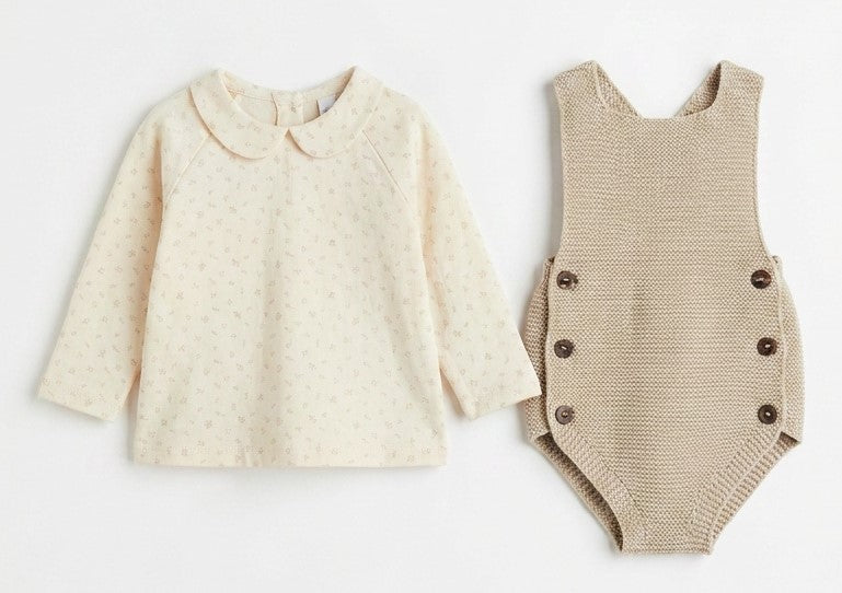 Knit Bubble & Cotton Shirt Set