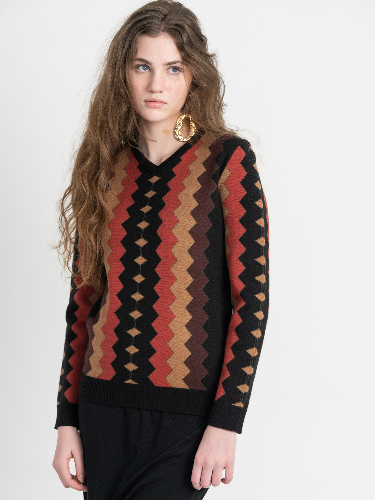 Multicolor Sweater Knit in Black by Viva K