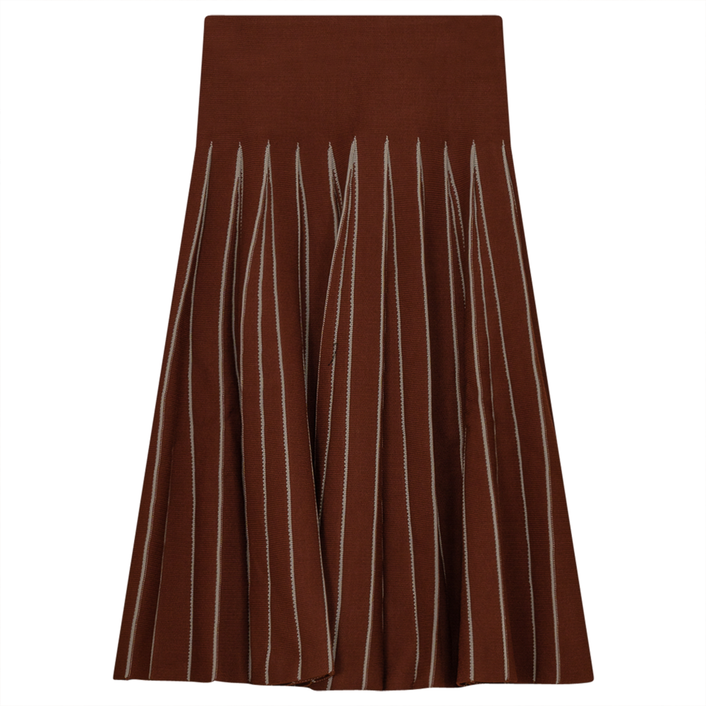 Jersey Kint Pleated Skirt in Cognac latte by Ginger