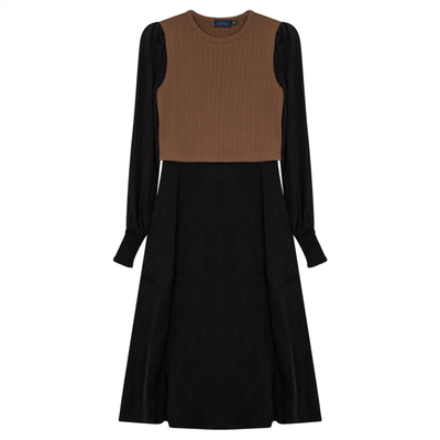 Dress With Mini Cable Knit Vest Noni Teen Dress - TheHushShop.com