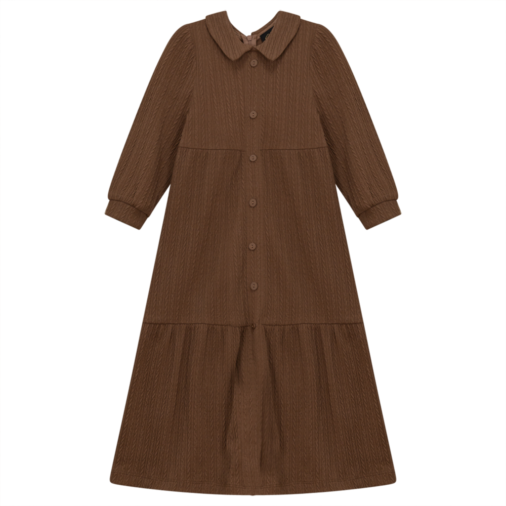 Mini Cable Dress With Collar in Cognac by Seal