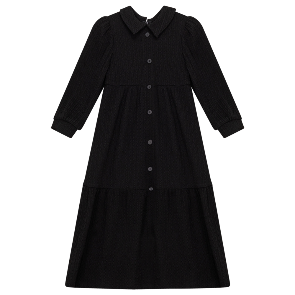 Mini Cable Dress With Collar in Black by Seal