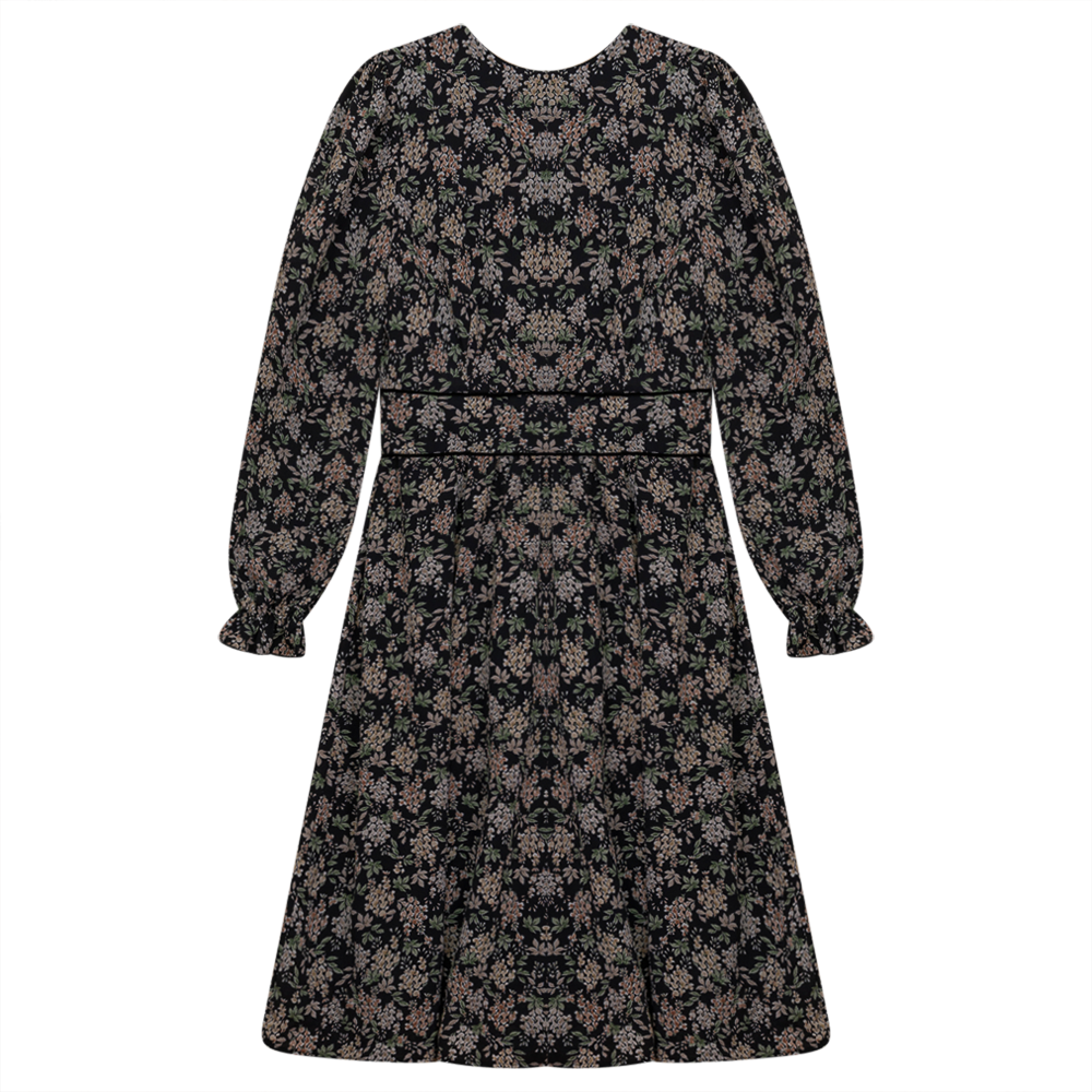 Floral Printed Dress in Black Floral by Noni