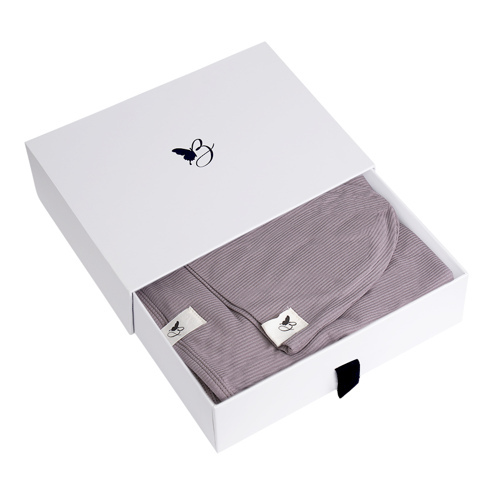 Bebe Bella Ribbed Blanket & Hat Set in Mink 1 Month by Bebe Bella