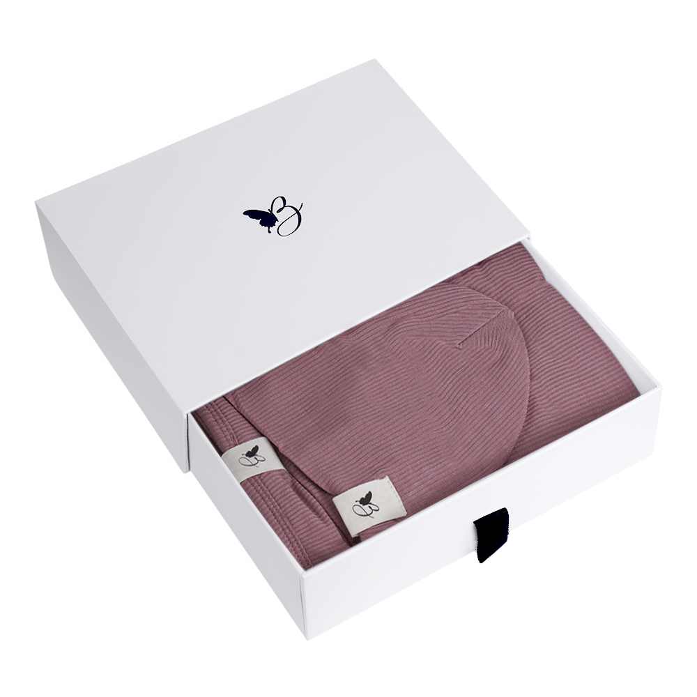 Bebe Bella Ribbed Blanket & Hat Set in Rose 1 Month by Bebe Bella