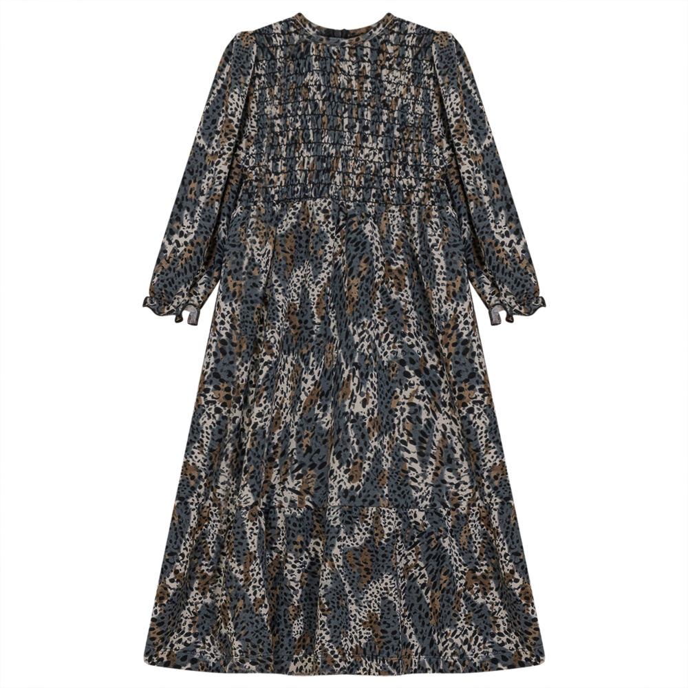 Smocked Dress With Zip in Animal print by Seal