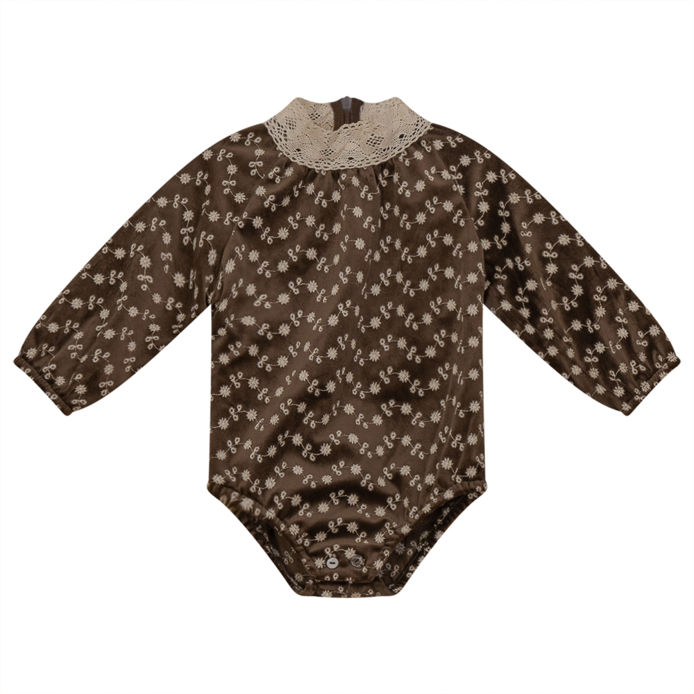 Embroidered Velvet Bubble in Brown by Space Grey