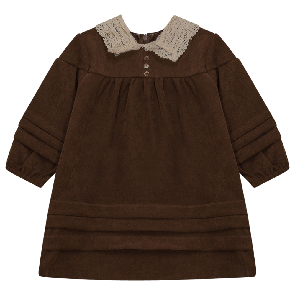 Lace Collar Dress in Coffee by Space Grey