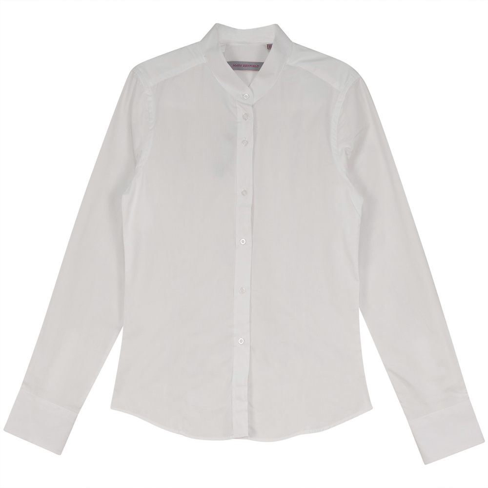 Darts and Pleats Long Sleeves Blouse in White - 8702 by Mark Benfield
