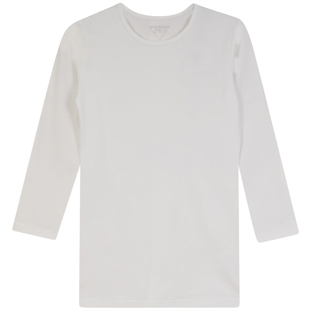 3/4 Crewmeck T-Shirt White Ladies Pullover by {{ product_vemdor}}