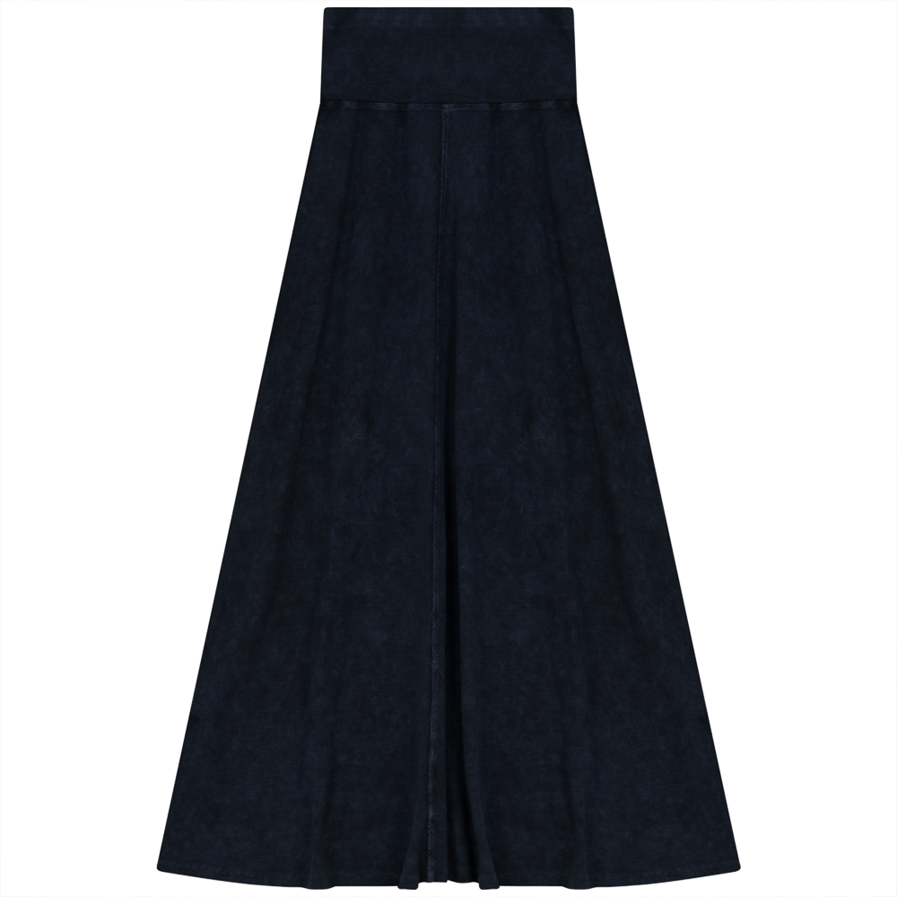 Rib Long Skirt in Denim Wash by Red Myth