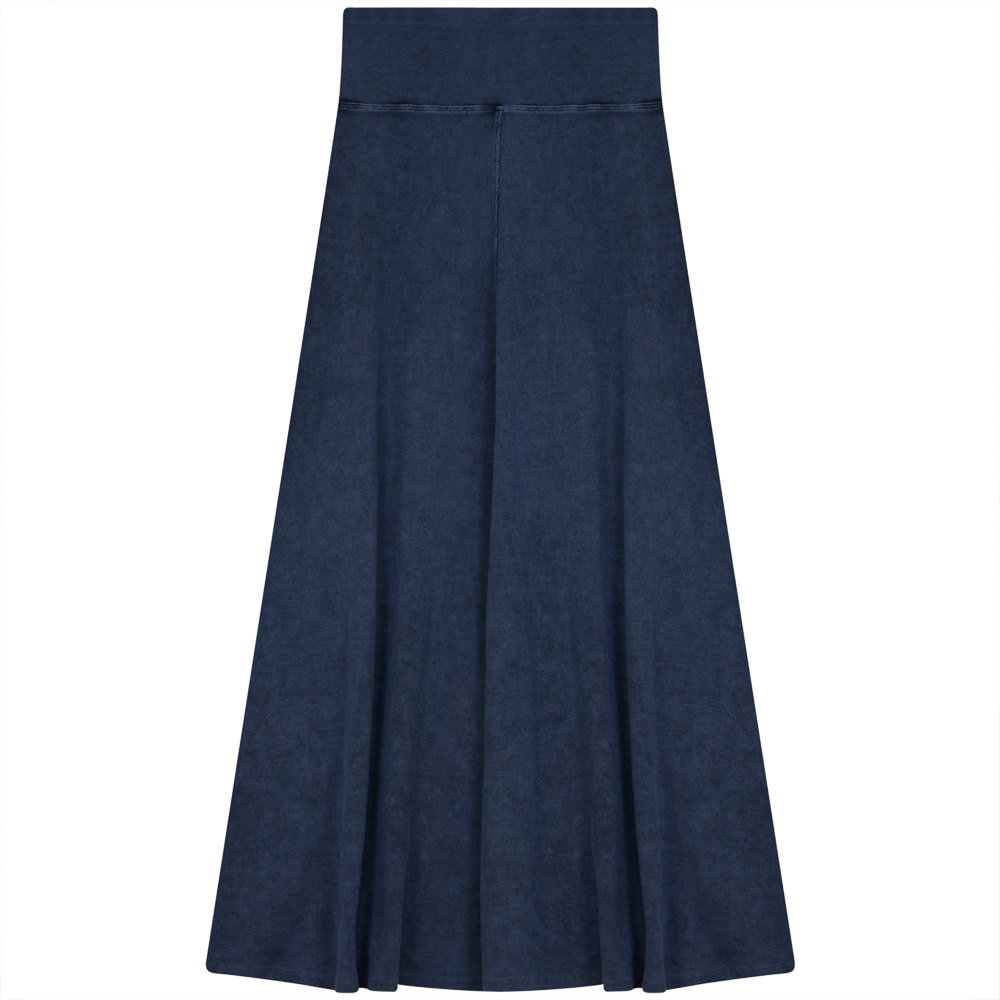 Rib Long Skirt in Light Denim Wash by Red Myth