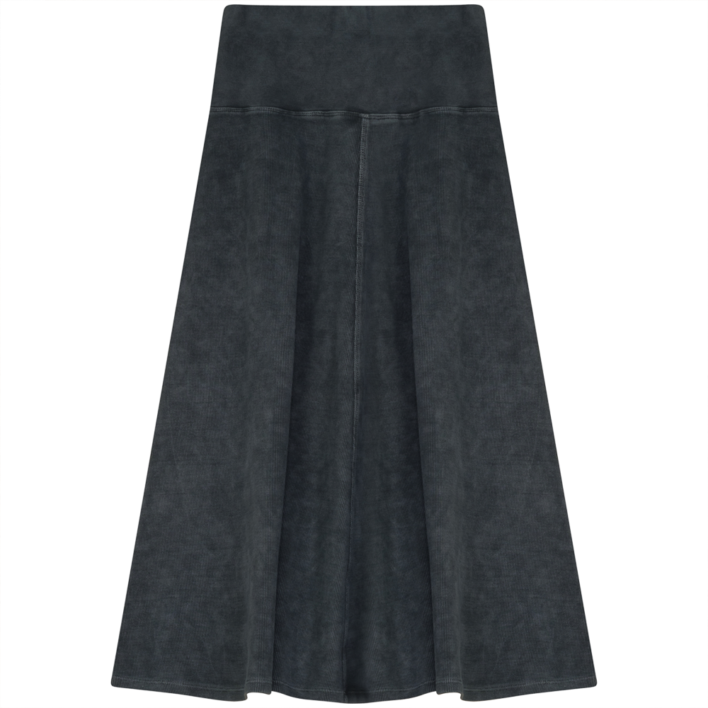 Short Rib Skirt in Dark Grey Wash by Red Myth