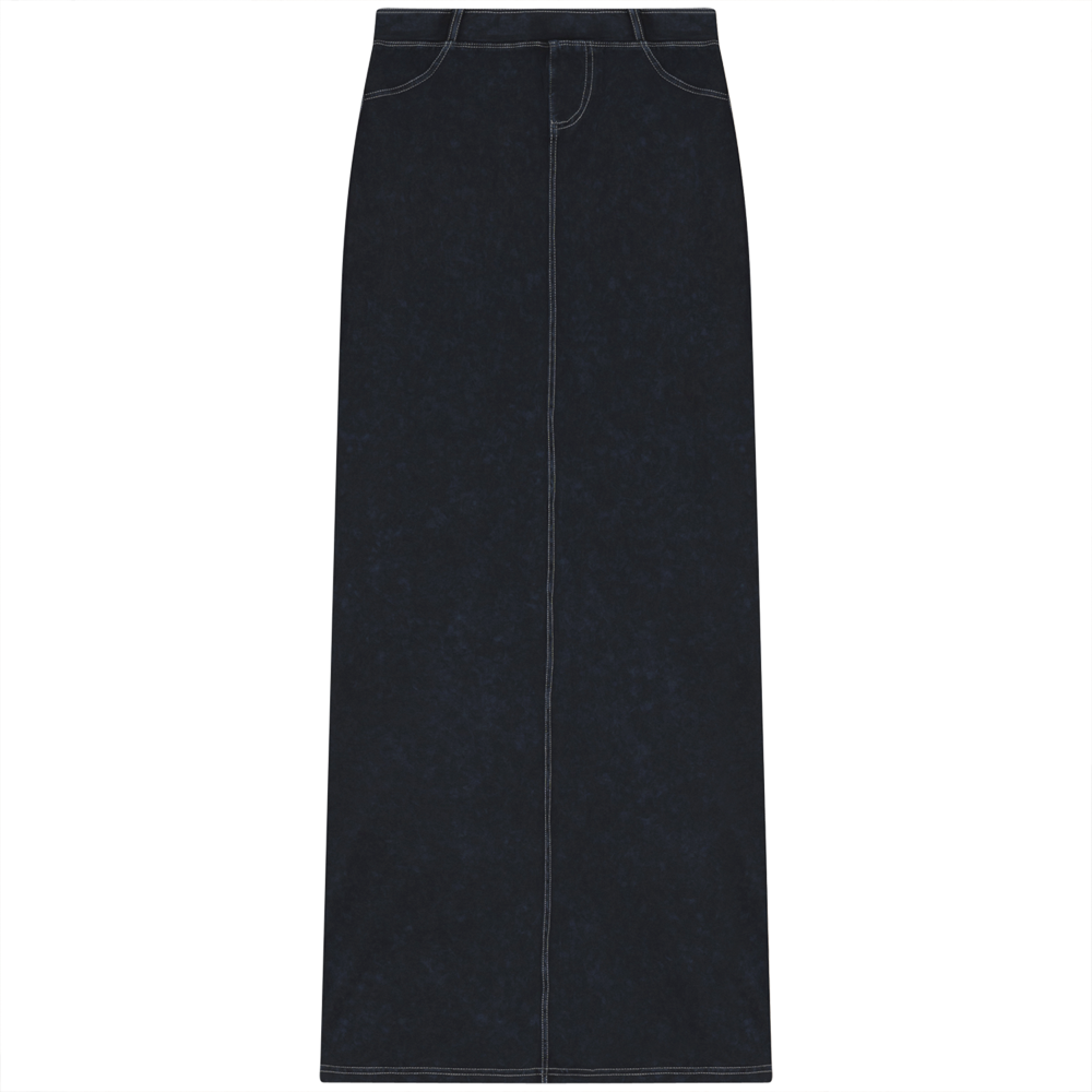 Wash Pull On Skirt 39" in Dark Denim Wash by Red Myth