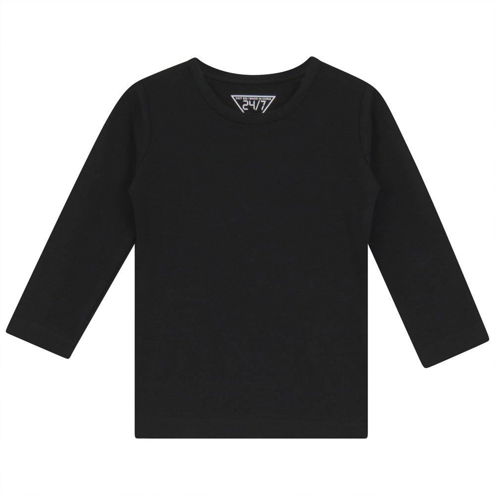 Long Sleeves Crewneck T-Shirt in Black by 24-Jul