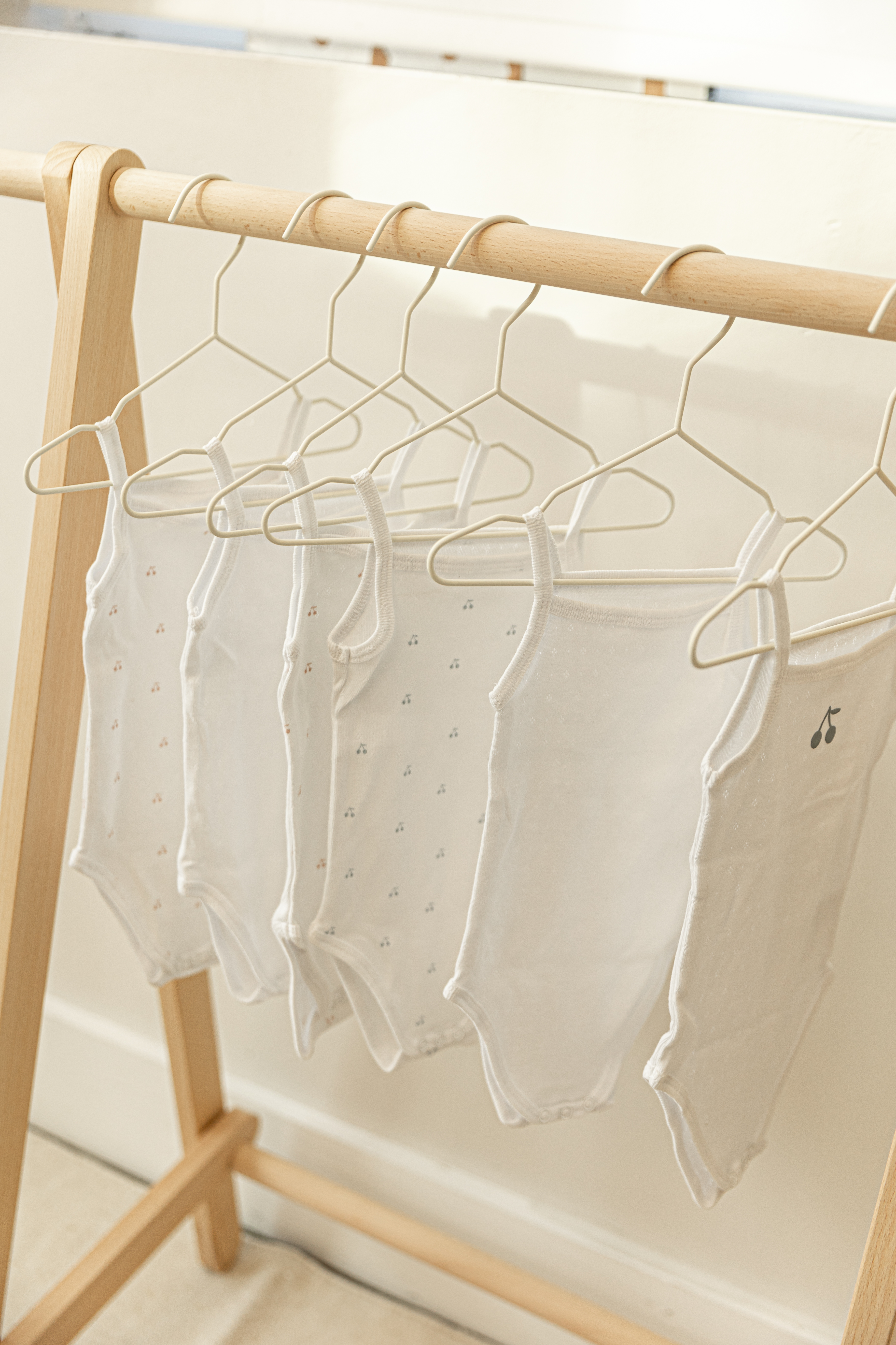 Pointelle Undershirt With Cherry Print in White Blue by Bebe Bella