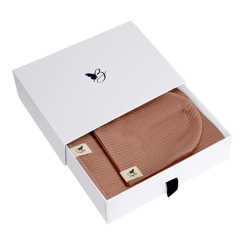 Gift Boxed Rib Swaddle Set in Dark Mauve New Born by Bebe Bella