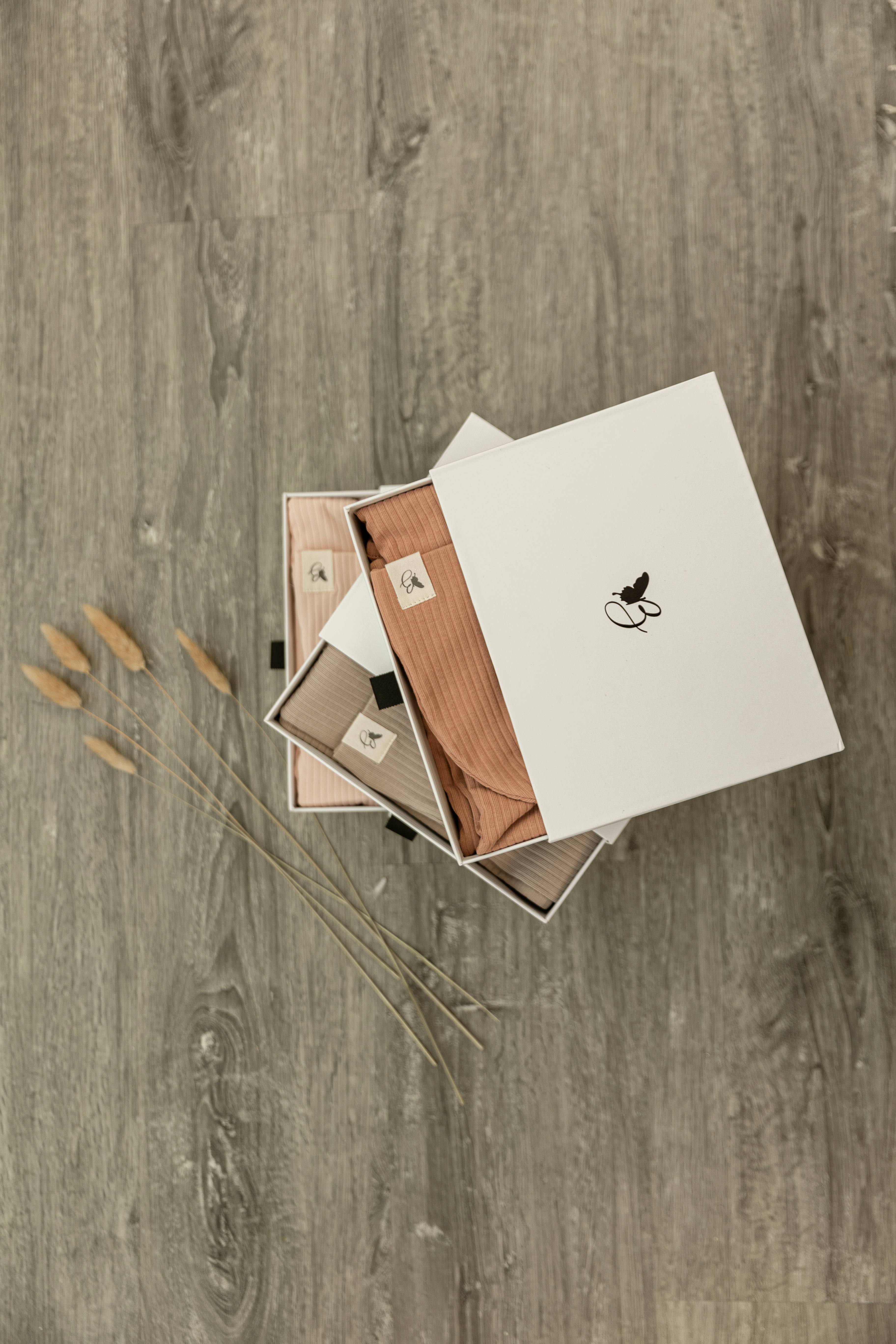 Gift Boxed Rib Swaddle Set in White New Born by Bebe Bella