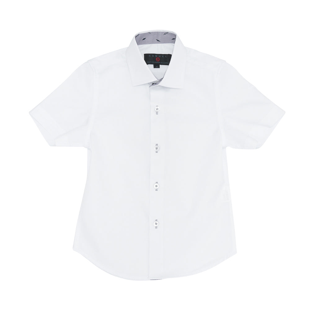 Short Sleeve Dress Shirt in White Greyridge by Samuel Jr