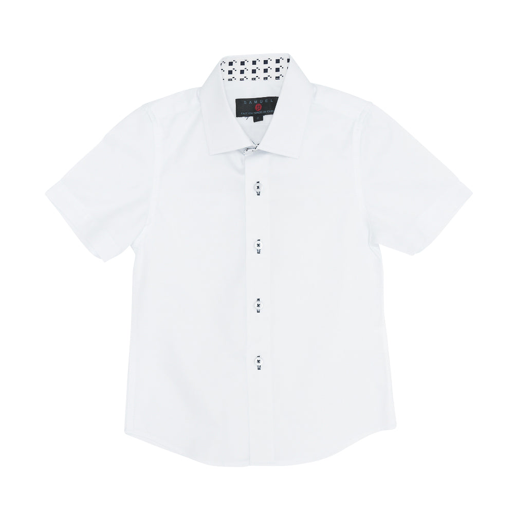 Short Sleeve Dress Shirt in White by Samuel Jr
