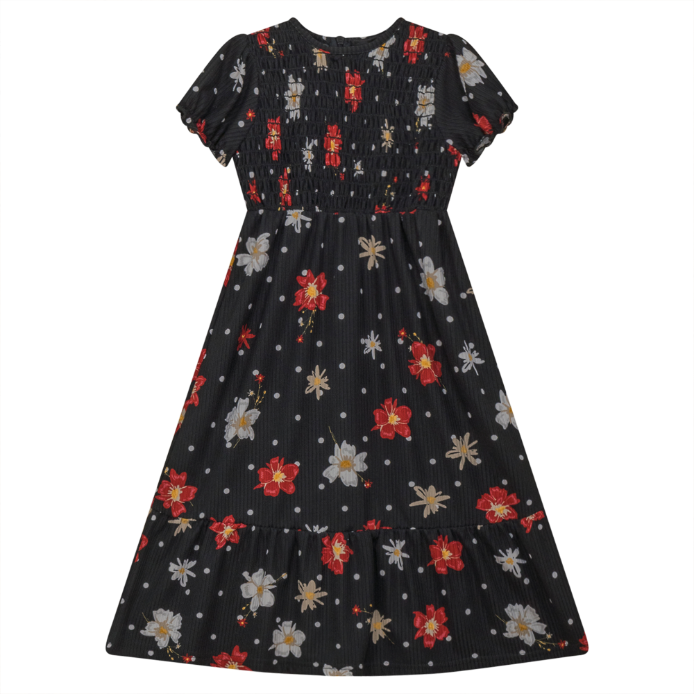 Smoked Tone on Tone Dress in Black Red Floral by Seal