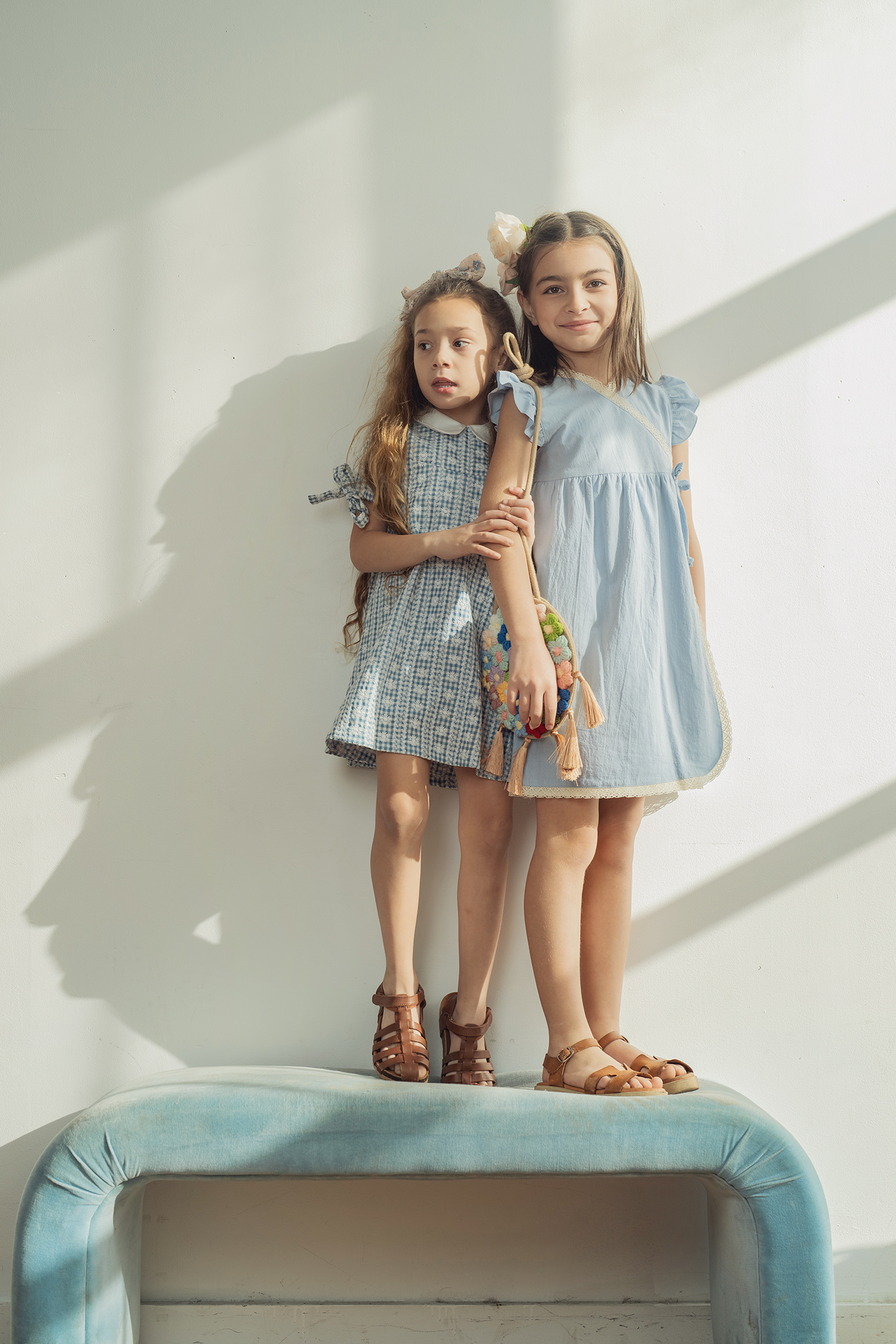 Embroided Gingham Dress in by Abigail