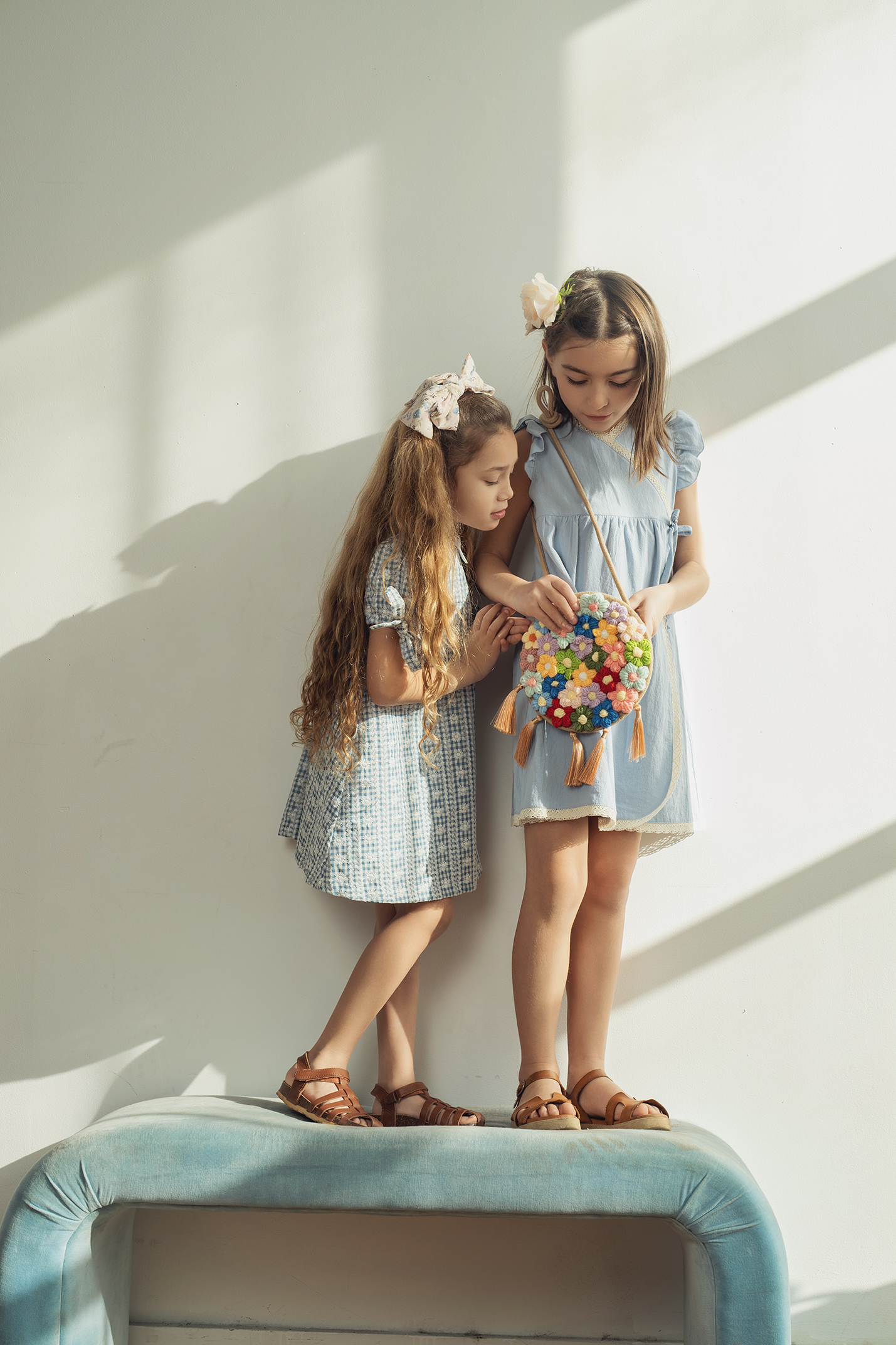 Embroided Gingham Dress in by Abigail