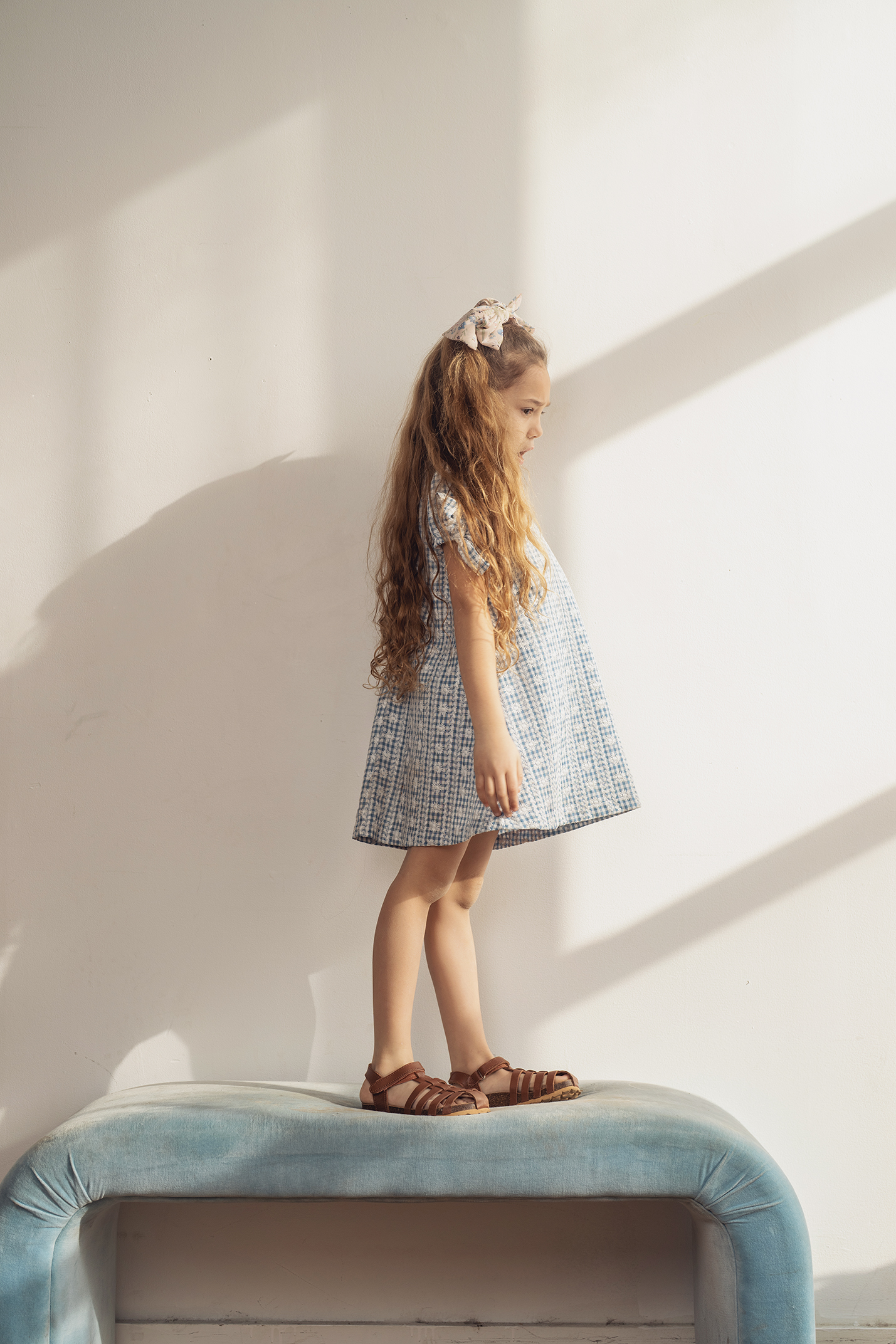 Embroided Gingham Dress in by Abigail