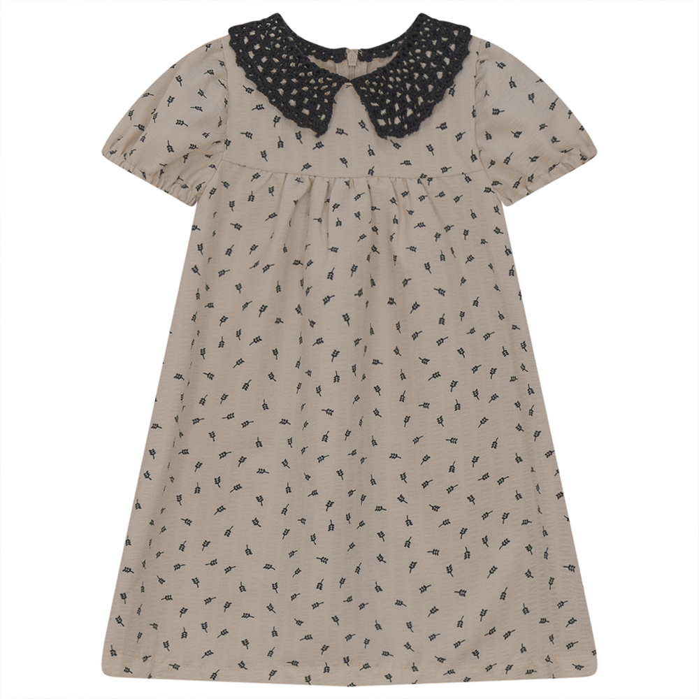 Dress With Lace Collar in Beige Black by Posie & Pistachio