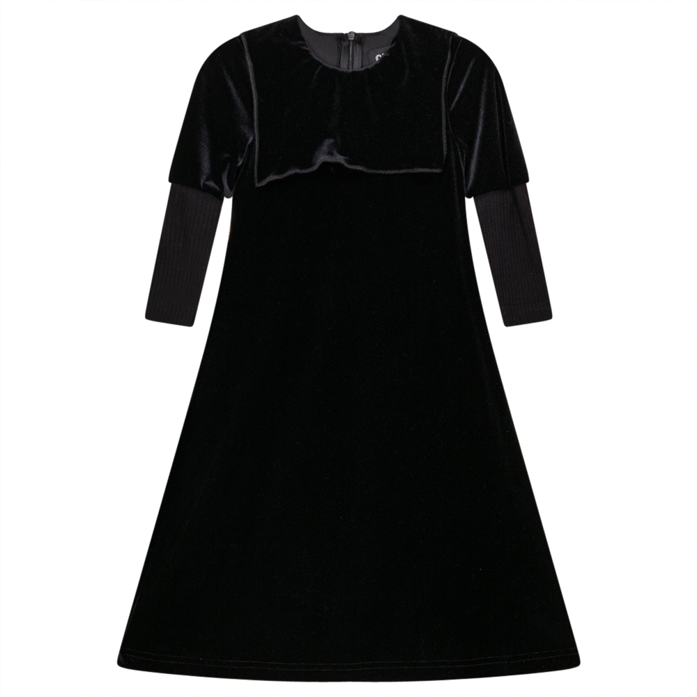 Velvet Sailor Robe Dress With Zip in Black by Cindy