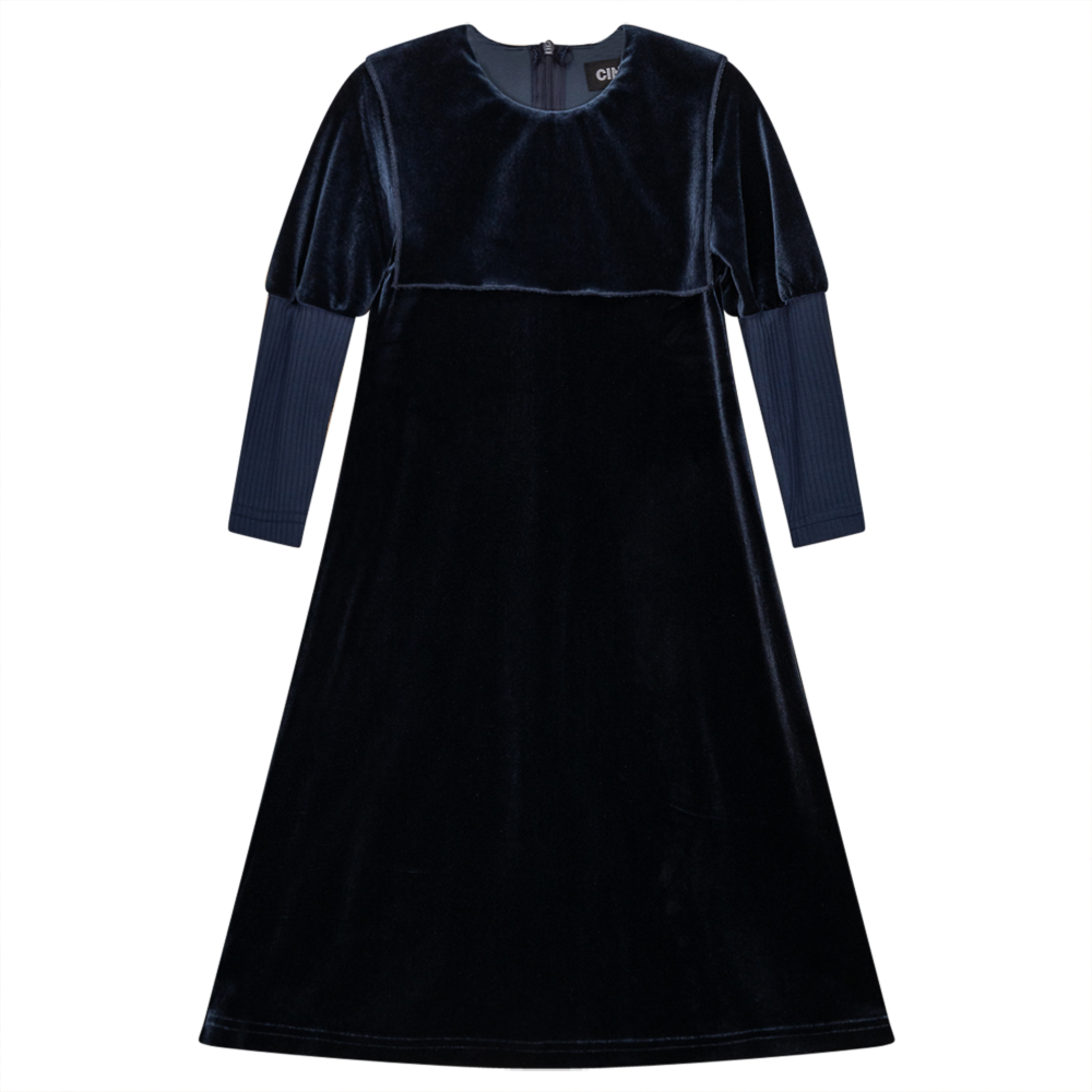 Velvet Sailor Robe Dress With Zip in Blue by Cindy