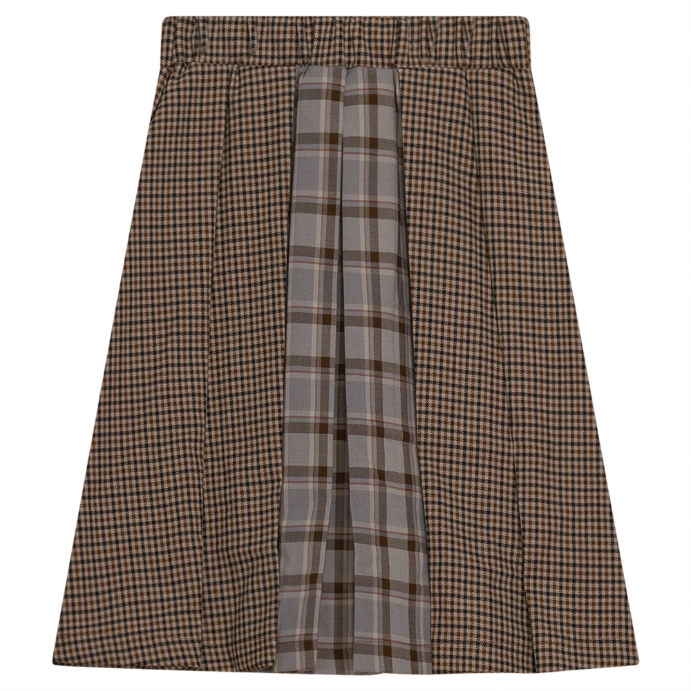 Two-Tone Skirt in GREY BROWN PLAID by Hopscotch