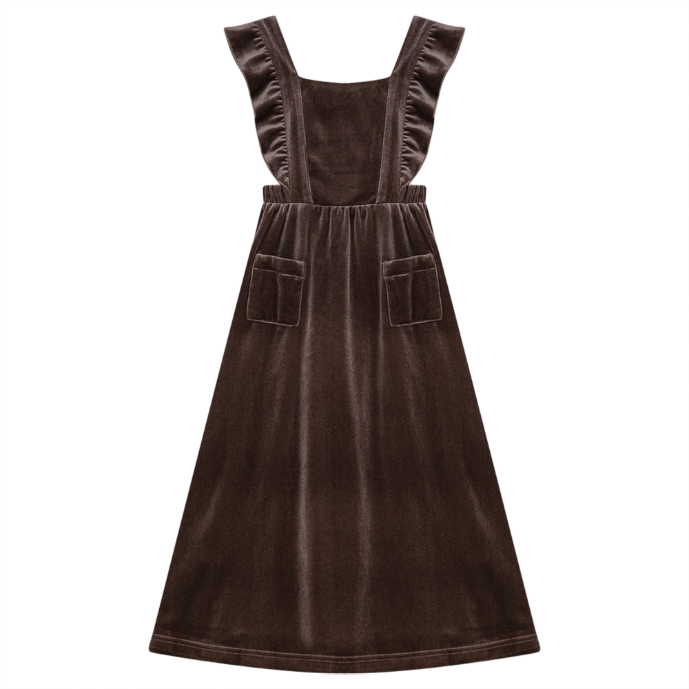 Long Jumper With Ruffles Around Straps in Cocoa by Lola