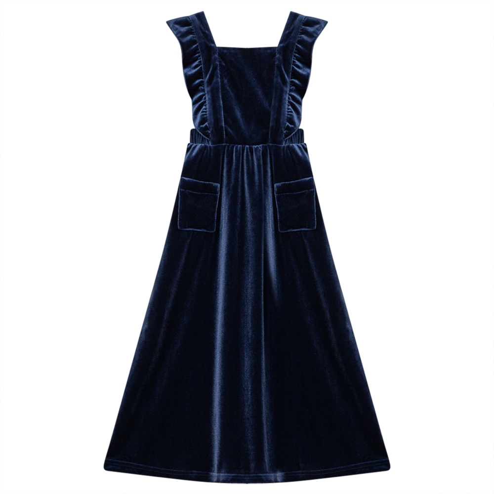 Long Jumper With Ruffles Around Straps in Denim Blue by Lola