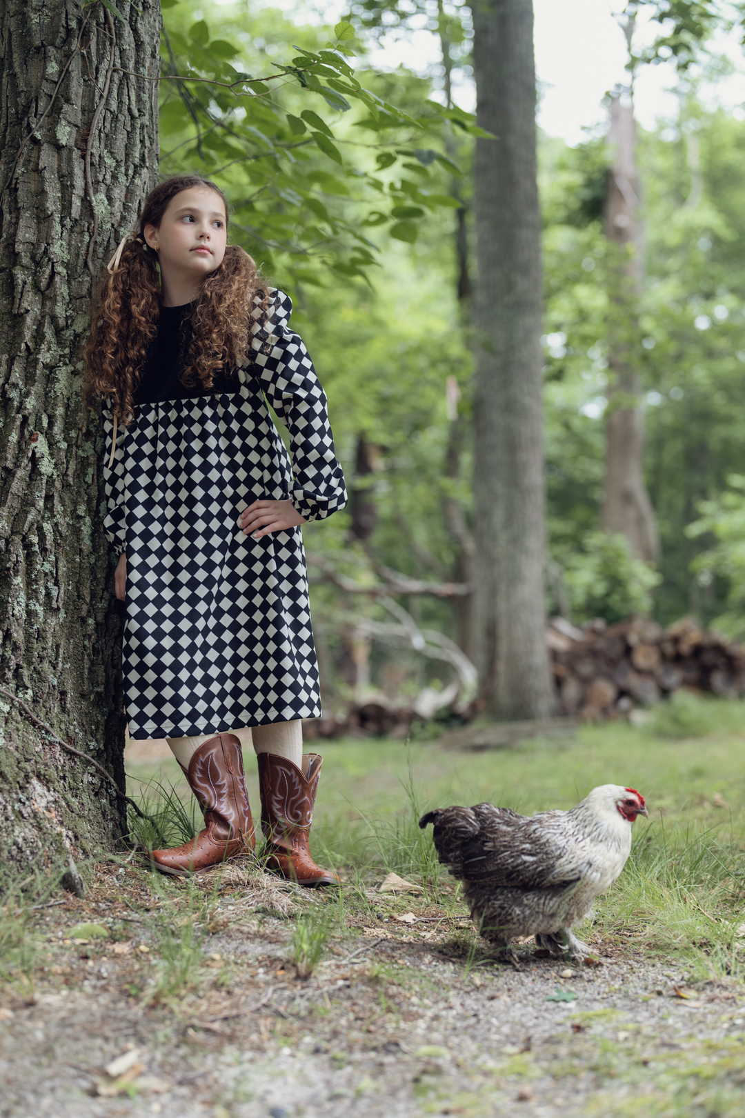 Checkered Dress With Black Contrast Girls Dress by {{ product_vemdor}}