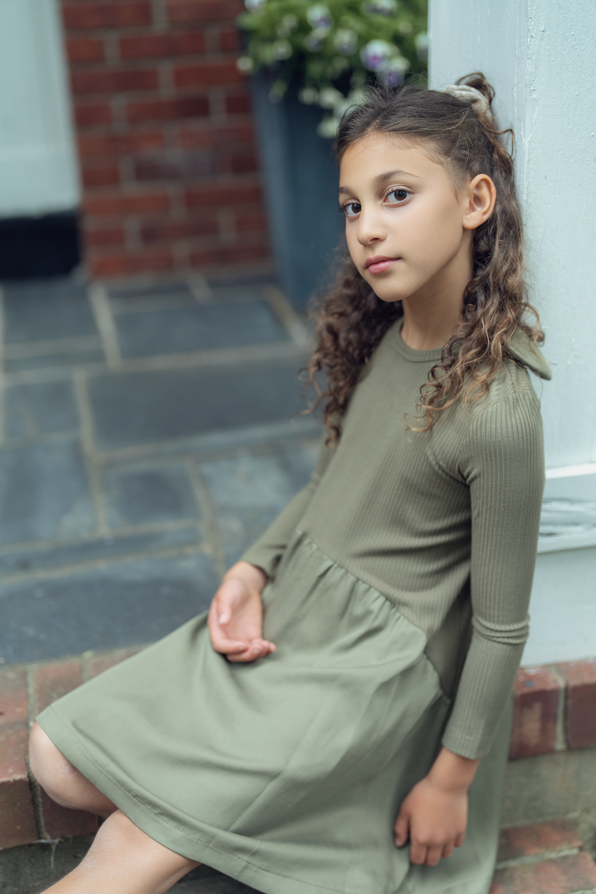 Shirred Ruffle Big Bow Dress in by Abigail