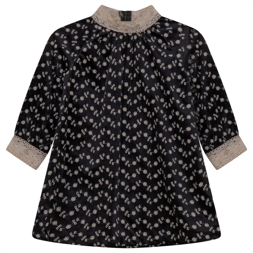 Embroidered Velvet Dress in Black by Space Grey